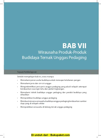 Bab 7 Wirausaha Produk produk Budidaya Ternak Unggas Pedaging