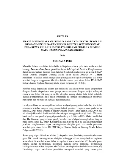 UPAYA MENINGKATKAN DISIPLIN PADA TATA TERTIB SEKOLAH DENGAN MENGGUNAKAN ...