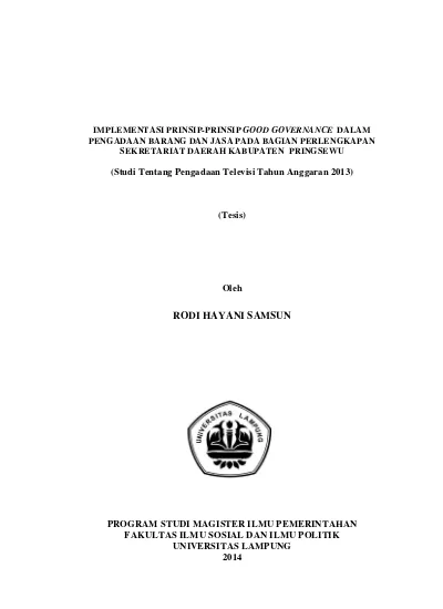 Top PDF Implementasi Prinsip-Prinsip Good Governance Dalam Pengadaan ...