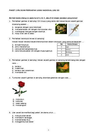 Prediksi 02 Soal Un Ipa Sd Plus Kunci Pembahasan