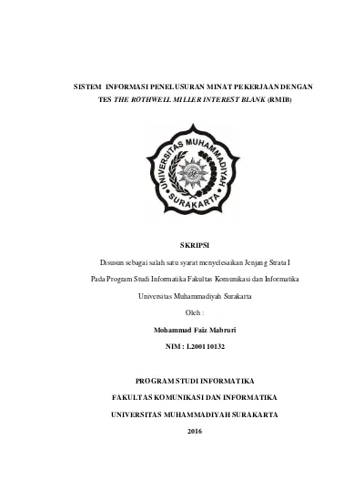 Top Pdf 1 Sistem Informasi Penelusuran Minat Pekerjaan Dengan Sistem Informasi Penelusuran Minat Pekerjaan Dengan Tes The Rothwell Miller Interest Blank 123dok Com