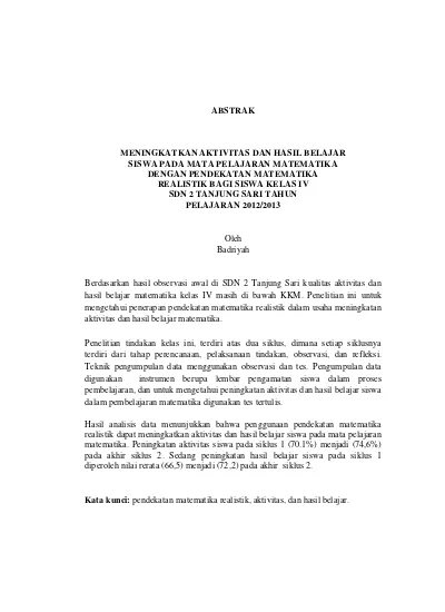 Peningkatan Aktivitas Kelompok Dan Prestasi Belajar Siswa Dengan Menggunakan Model Quantum Teaching Pada Mata Pelajaran Ips Siswa Kelas V Sdn Pandanrejo Tahun Pelajaran 2012 2013