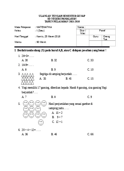 Top Pdf Contoh Soal Matematika Kelas 1 Sd Bab Bi 123dok Com