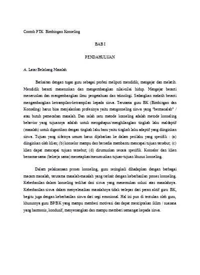 Penelitian Tindakan Kelas Bimbingan Konseling Bk Lengkap Format Word Contoh Ptk Guru Bp