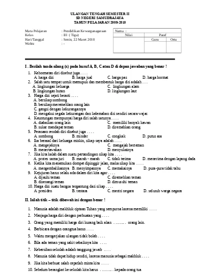 Soal Mid B Inggris Kelas 5 Semester Ii