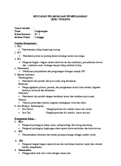 Top Pdf Rpp Kelas 2 Semester 1 123dok Com