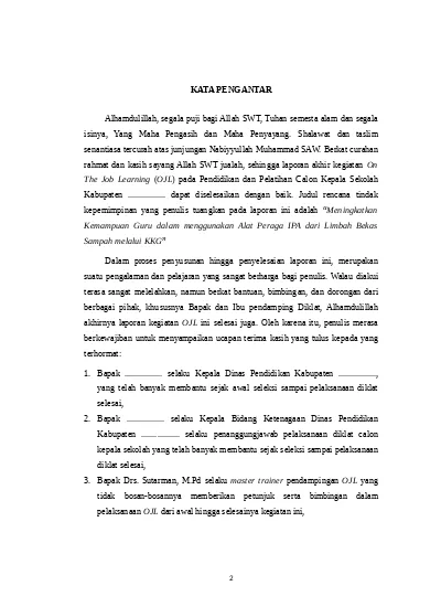 Top Pdf Contoh Format Ojl On The Job Learning Kepala Sekolah Sd Smp Dan Sma 2015 Kata Pengantar 123dok Com