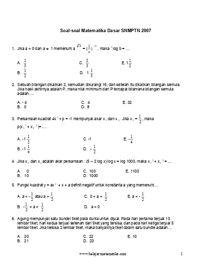 Top Pdf Snmptn Matematika Dasar Dan Matematika Ipa 123dok Com