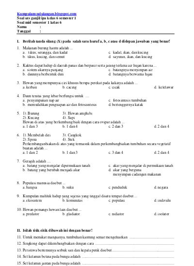 Top Pdf Soal Ulangan Perkembangbiakan Tumbuhan Dan Hewan 123dok Com