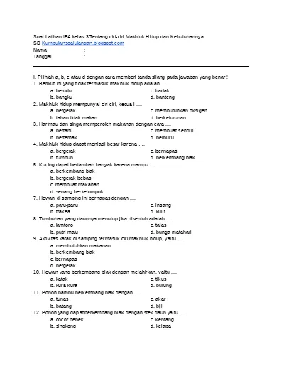 Soal Uh Bab 2 Ipa Kelas Vii Smp