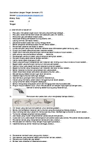 Top Pdf Soal Ulangan Ipa Kelas 3 Sd Semester 1 Tentang Makhluk Hidup Bagian 3 123dok Com