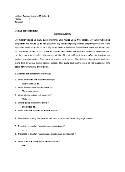 View Kumpulan Soal Bahasa Inggris Kelas 4 Sd Dan Kunci Jawaban Images