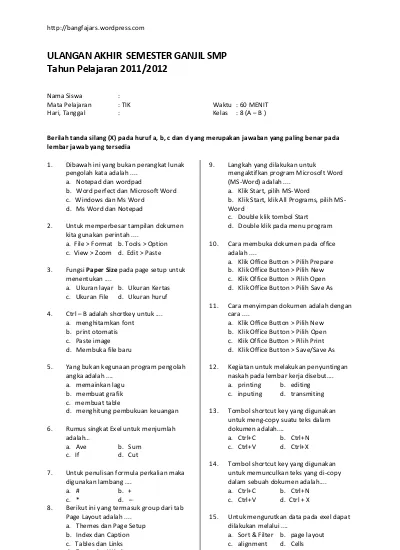 Top Pdf Soal Tik Kelas 8 1 123dok Com