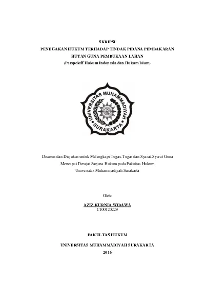 SKRIPSI PENEGAKAN HUKUM TERHADAP TINDAK PIDANA PEMBAKARAN Penegakan ...