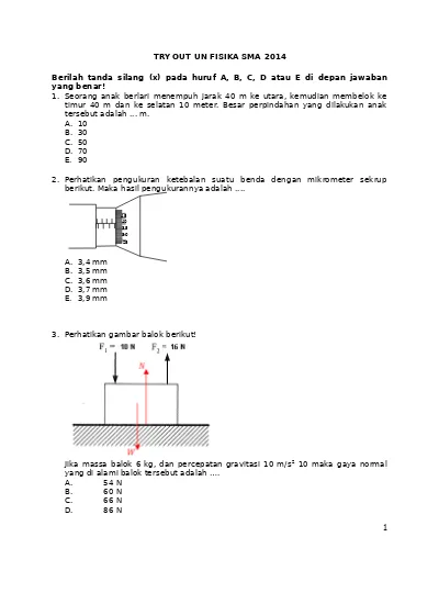 Soal Un Fisika Sma 2014