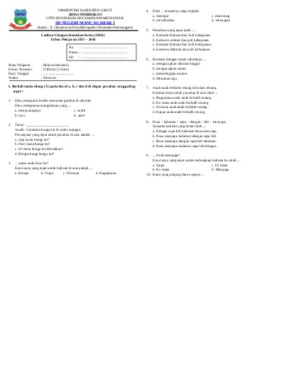 Unduh Contoh Soal Ukk Kelas 2 Sd Lengkap Ukk Plh Kls 2