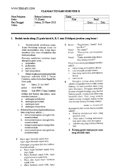 Contoh Soal Uts Ips Ktsp Kelas 4 Smster 2