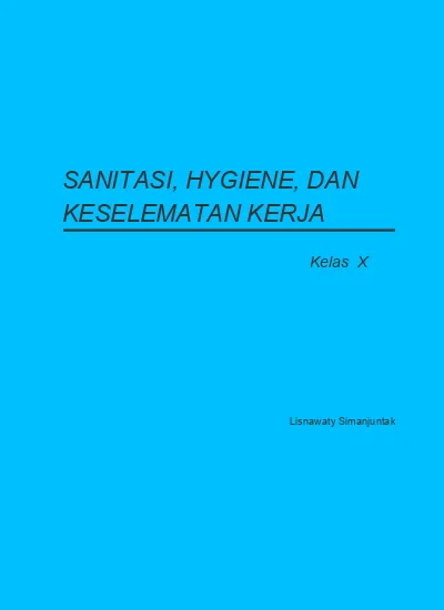 Kelas 10 Smk Sanitasi Hygiene Dan Keselamatan Kerja Bidang Makanan 2