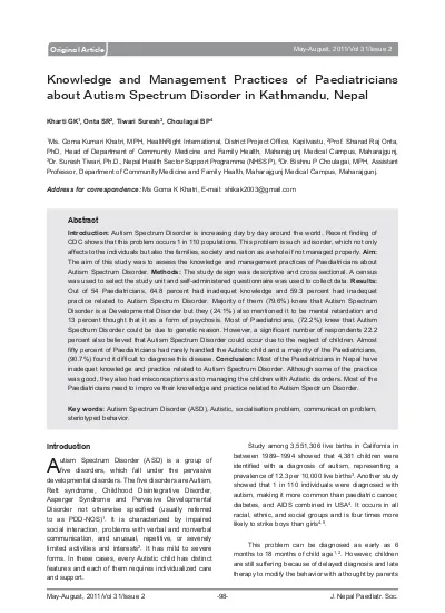 research about autism pdf