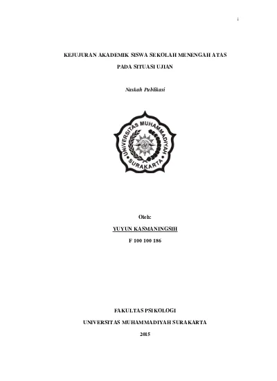 KEJUJURAN AKADEMIK SISWA SEKOLAH MENENGAH ATAS PADA SITUASI UJIAN ...