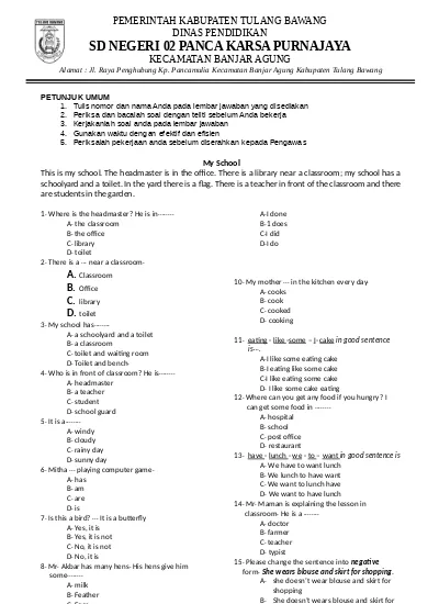 Soal Bahasa Inggris Kelas 3 Sd Pilihan Berganda - Soal Uts Bahasa ...