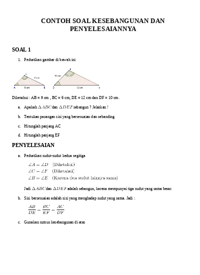 37++ Contoh soal kesebangunan kls 9 smp doc info