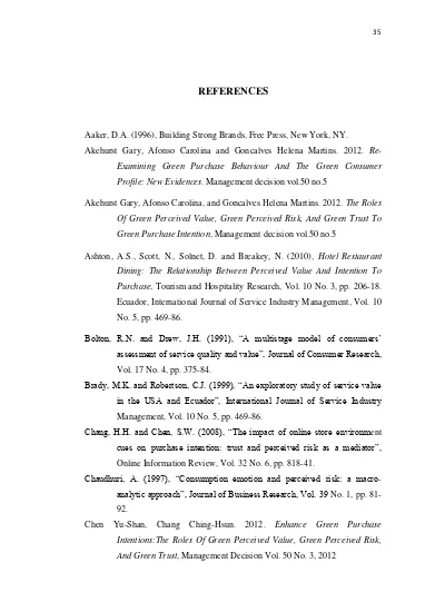 REFERENCES The Effect Of Green Perceived Value, Green Perceived Risk ...