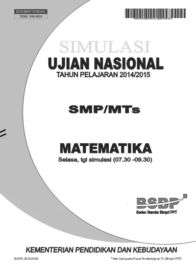 Soal Un Mtk Smp 2015 Paket 1