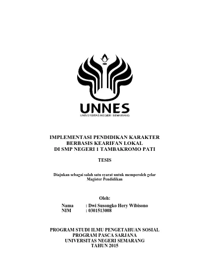 IMPLEMENTASI PENDIDIKAN KARAKTER BERBASIS KEARIFAN LOKAL DI SMP NEGERI ...