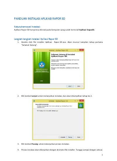 PANDUAN INSTALASI APLIKASI RAPOR SD