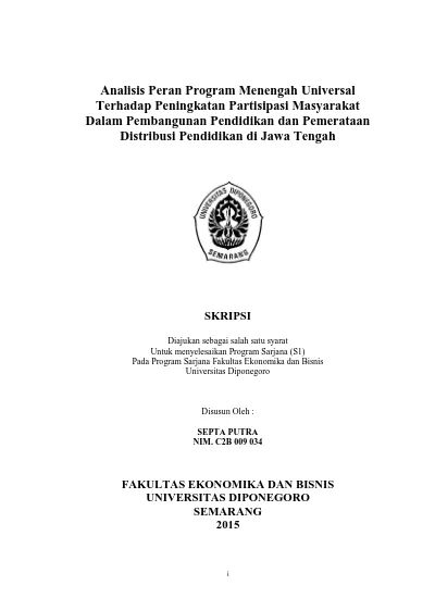 Contoh Skripsi Mengenai Analisis Peran Program Pendidikan Menengah Universal Pmu