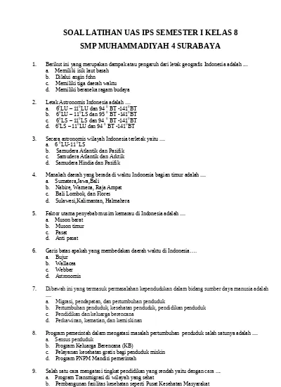 Top Pdf Soal Uas Ips Kelas 8 Smp Mtssemester 1 Ganjil Soal 1 123dok Com