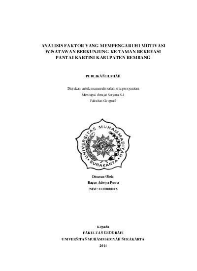 ANALISIS FAKTOR YANG MEMPENGARUHI MOTIVASI WISATAWAN BERKUNJUNG KE ...