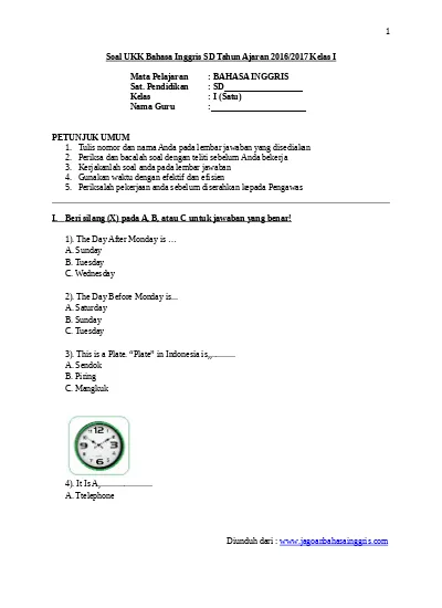 Soal Ukk Bahasa Inggris Smp Kelas 7 1