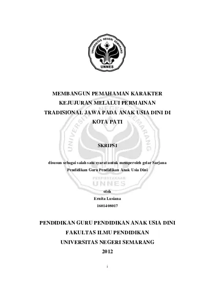 Membangun Pemahaman Karakter Kejujuran Melalui Permainan Tradisional Jawa Pada Anak Usia Dini Di Kota Pati