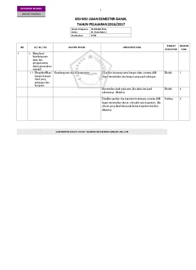 Kisi Kisi Soal Semester Ganjil Kelas Viii Tp 2016 2017 K 13 Dan Ktsp 2006