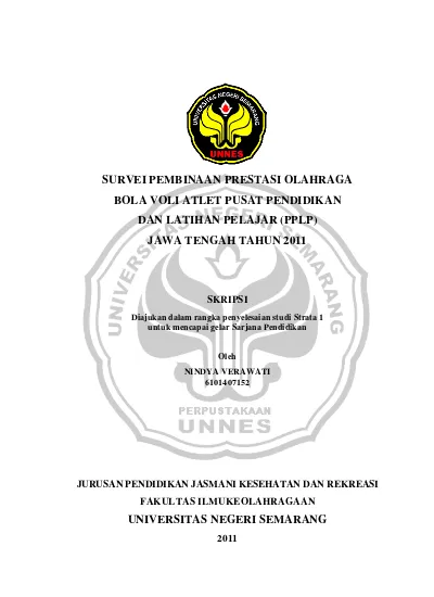 Survei Pembinaan Prestasi Olahraga Bola Voli Atlet Pusat Pendidikan Dan Latihan Pelajar Pplp Jawa Tengah Tahun 2011