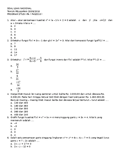 Top Pdf Soal Un Ipa 2010 B 123dok Com