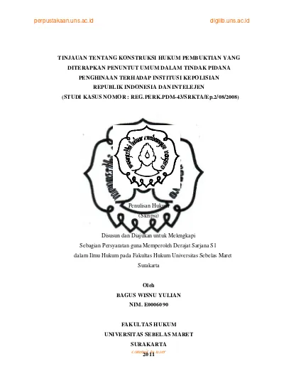 TINJAUAN TENTANG KONSTRUKSI HUKUM PEMBUKTIAN YANG DITERAPKAN PENUNTUT ...