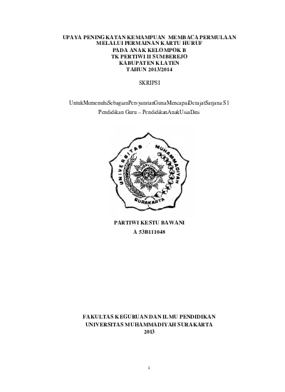 UPAYA PENINGKATAN KEMAMPUAN MEMBACA PERMULAANMELALUI PERMAINAN KARTU ...