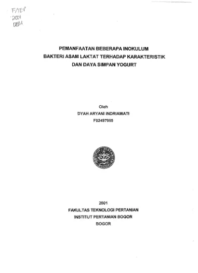 Top Pdf Pemanfaatan Beberapa Lnokulum Bakteri Asam Laktat Terhadap Karakteristik Dan Daya Simpan Yogurt 123dok Com