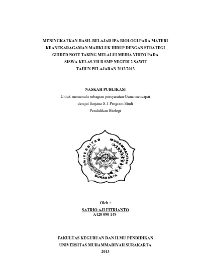 MENINGKATKAN HASIL BELAJAR IPA BIOLOGI PADA MATERI KEANEKARAGAMAN ...