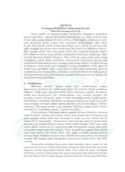 Top Pdf Pentingnya Pendidikan Agama Bagi Remaja 123dok Com