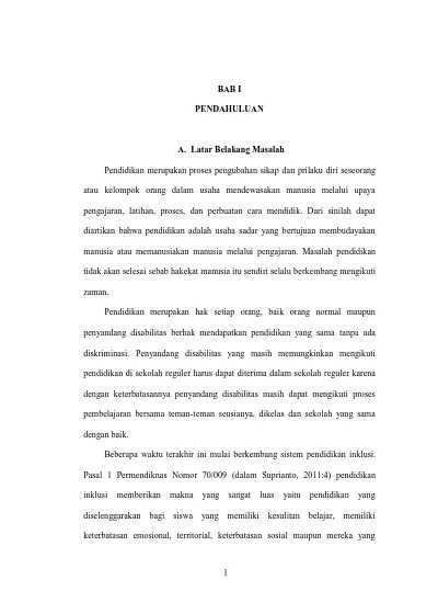 PENDAHULUAN Sikap Toleransi Terhadap Siswa Penyandang Disabilitas Dalam ...