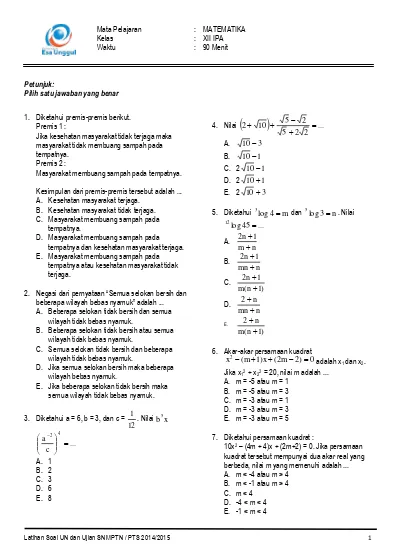 Prediksi Soal Un Sma Bahasa Inggris Ipa Ips Paket A Carisoal Com