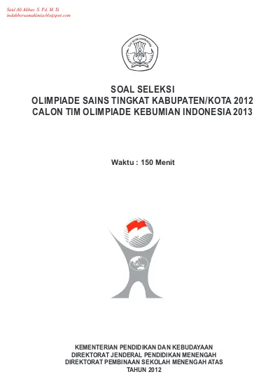 Soal Olimpiade Biologi Tingkat Kabupaten Tahun 2012