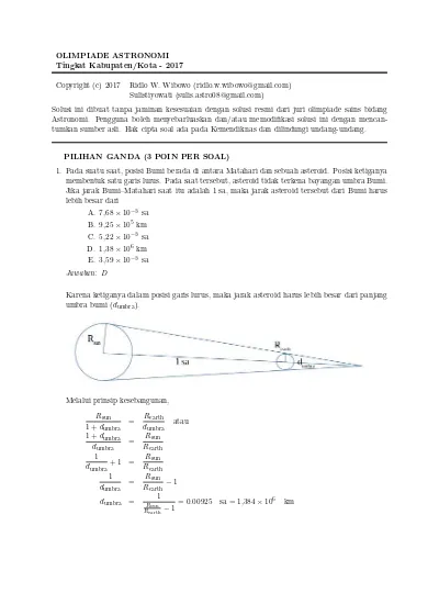 Top Pdf Solusi Jawaban Dan Pembahasan Soal Osn Sma Bidang Astronomi Tingkat Kota Kabupaten Tahun 201 123dok Com