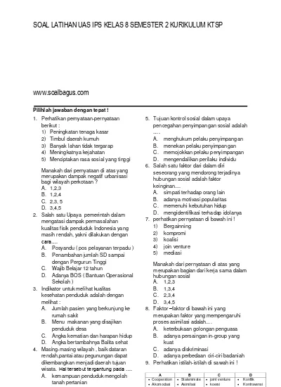 Soal Ukk Ips Kelas 8 Ktsp