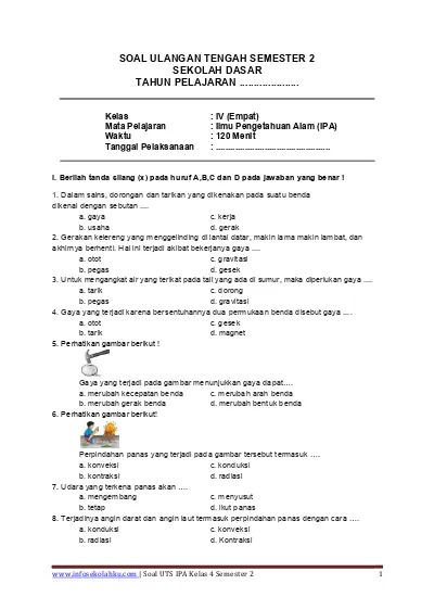 Soal Uts Ipa Kelas 4 Semester 2