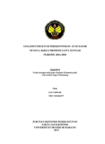 Analisis Struktur Perekonomian Atas Dasar Tenaga Kerja Propinsi Jawa Tengah Periode 2004 2008